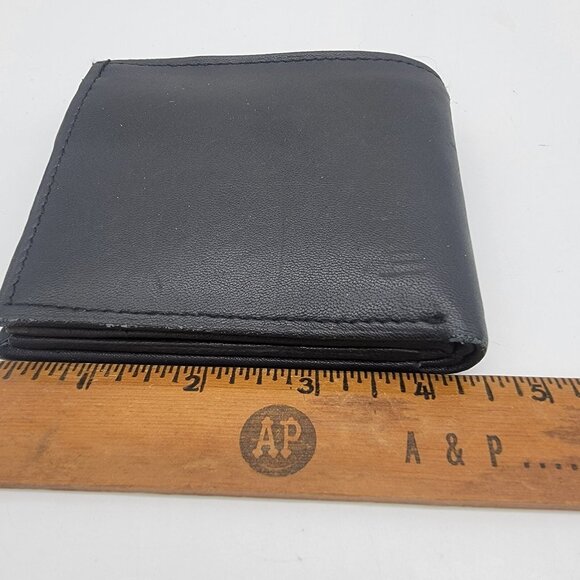 Vintage Genuine Leather Wallet Black Multi Compartment Coin Cards Change India - Picture 10 of 10
